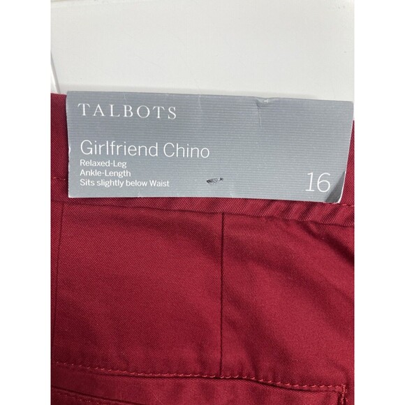 Talbots Girlfriend Chino Pants‎ Size 16 Red With Navy Stripe Ankle Relaxed - Picture 4 of 5